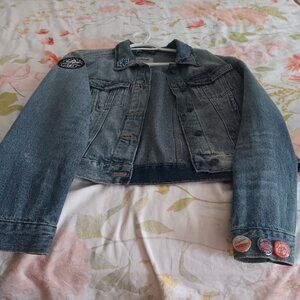 Denim Jacket with Patches and Bottlecaps